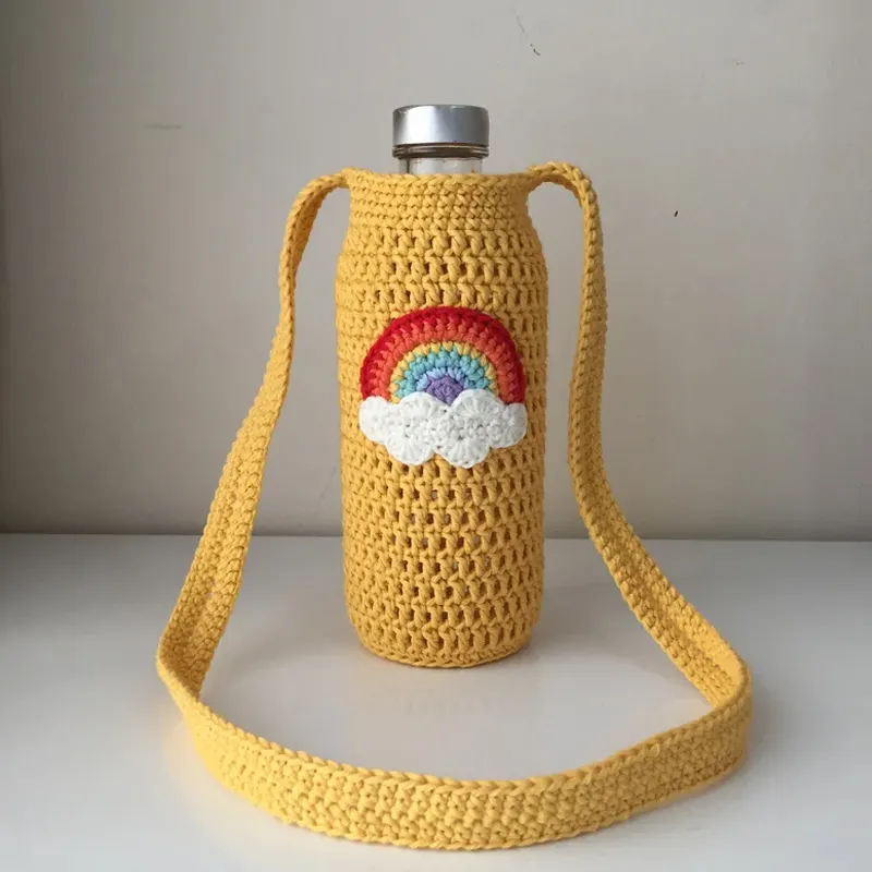 Sıcak satış en iyi fiyat el yapımı tığ işi gökkuşağı su şişesi tutucu Vietnam tedarikçisi ucuz toptan