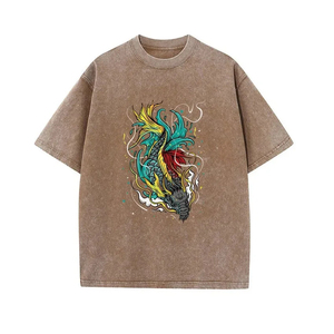T-shirt personnalisé lourd lavé à l'acide 100% coton T-shirt vierge surdimensionné à séchage rapide pour hommes - Product Image 3