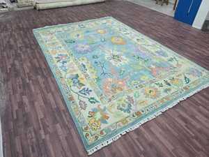 Tapis Oushak en laine fait main, design moderne, écologique, antidérapant, poils moyens, tailles 5x8 et 12x14, personnalisable, pour la maison et les pique-niques - Product Image 5