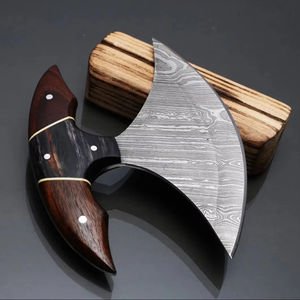 Couteau de cuisine professionnel ambidextre en acier de Damas et acier au carbone, forgé sur mesure, avec support en bois, idéal pour trancher, fabrication artisanale OEM - Product Image 1