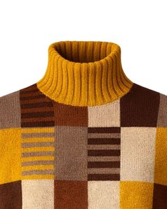 Suéter de Punto Personalizado de Primera Calidad para Mujer, Cuello Alto, Diseño de Parches, Suave y Cálido para Invierno, Estilo Casual, Color Mostaza, Beige - Product Image 5