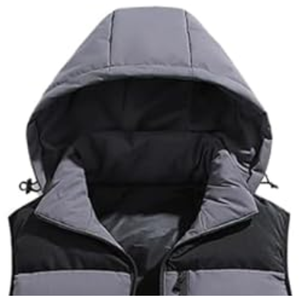 <b>Men's</b> Winter Warm Sleeveless Stand Collar Front Logo High Street Style Windproof Puffer <b>Jacket</b> Plus Size - Product Image 4