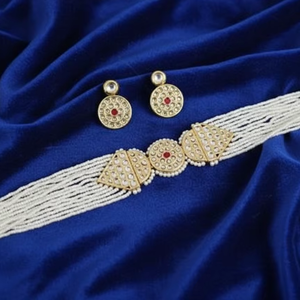 Conjunto de Collar de Bisutería Antigua con Cuentas y Acabado Dorado de Alta Calidad, Estilo Elegante para Fiestas, Perfecto para Mujeres en Bodas - Product Image 1