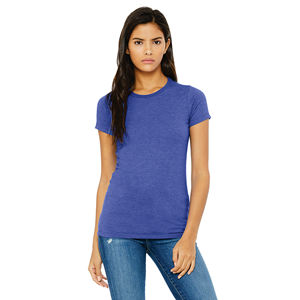 Bandes d'épaules plus longues, longueur du corps 100% Airlume peignée et anneau en coton filé 32 simple 4.2 oz, Heather True Royal, coupe Slim pour femmes - Product Image 1