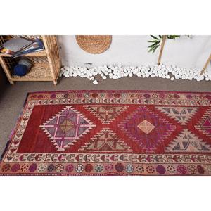 Tapis turc Herki 3x11,2 pieds, tapis vintage, tapis oriental en laine rouge - Product Image 5