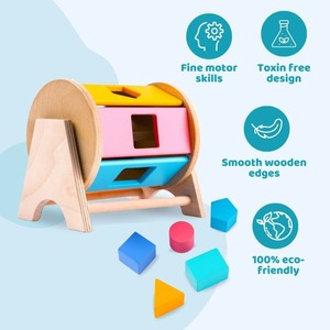 ของเล่นไม้แบบโต้ตอบจัดเรียง & ล้อหมุนสำหรับเด็กเพื่อการเรียนรู้ในช่วงต้นและของเล่นวาดรูปแบบมอนเตสซอรี่ - Product Image 4