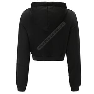 Top Tendance Personnalisé Femmes Crop Hoodies En Gros Femmes Crop Hoodies Professionnel Femmes Crop Hoodies avec Chaîne En Acier Cordon - Product Image 2
