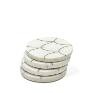 Sous-verres en marbre gris ligne en laiton ensemble de sous-verres gravés personnalisés cadeaux de vacances pour la protection de table noël - Product Image 3