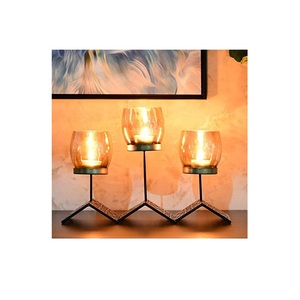 metal lotus Flower iron metal Candle Holders with glass votive Party Wedding Decoration Gold Silver Color Table Craft <b>Candelabra</b> - Product Image 3