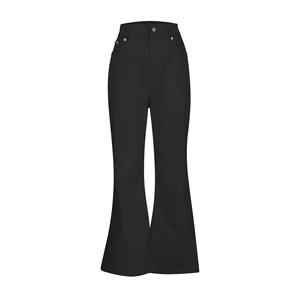 Pantalones acampanados de Banco de algodón sólido de lujo para mujer al por mayor personalizables 100% algodón transpirable media cintura estilo casual moda de invierno - Product Image 3
