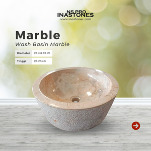 Lavabo en marbre minimaliste esthétique indonésien, produit de décoration intérieure - Product Image 2