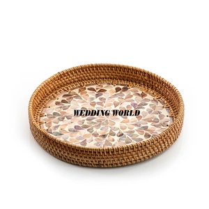 <b>Table</b> Decoration <b>Round</b> Shape Rattan Serving <b>Tray</b> Premium Quality Handmade Designer Platter Set Of Three Wholesale Rattan <b>Tray</b> - Product Image 5