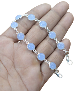 Bijoux pour femmes en argent Style Boho Bracelet Bijoux en argent sterling 925 Calcédoine Gemme Tendance Bracelet fait main Cadeau - Product Image 1