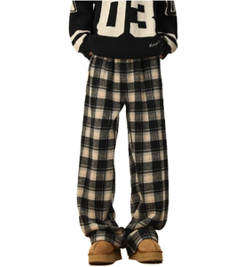 Heavyweight Vintage Straight Mid Waist Pantalones para hombre Casual Streetwear Estilo retro Pantalones de poliéster - Product Image 1