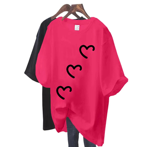 Logo personnalisé grande taille à manches courtes en coton lourd grand t-shirt pour femmes coton impression de haute qualité T-shirts pour femmes - Product Image 5