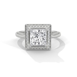 2.0ct Princess Cut CZ Halo <b>Solitaire</b> <b>Ring</b> 925 Sterling <b>Silver</b> Engagement Band - Product Image 1