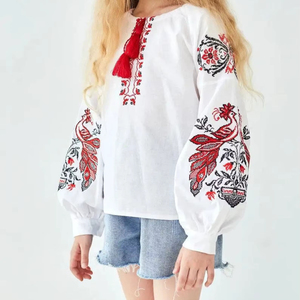 Top de moda ucraniana, Top y blusa bordados de algodón blanco para niños, ropa de fiesta elegante para mujer, Tops, vestido atractivo más nuevo - Product Image 1