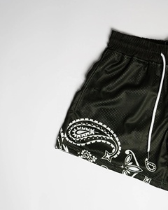 Short bandana personnalisé en maille pour femmes Streetwear à imprimé cachemire noir respirant athlétique Gym écologique OEM vêtements d'été - Product Image 3