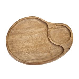 Plato clásico de postre de madera irrompible, bandeja ecológica de fácil limpieza para servir, plato de carne de madera maciza con diseño ovalado irregular - Product Image 3