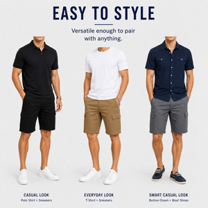Pantalones Cortos Cargo de Lona para Hombre, Premium, Elásticos, Ecológicos, Transpirables, Casuales, de Cintura Media, para Actividades al Aire Libre - Product Image 3