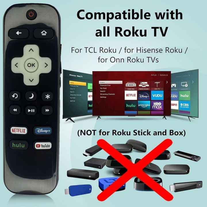 BESIA New Upgrade [Glow in The Dark] Replacement-Remote-Control for Roku-TV,Compatible for TCL Roku/Hisense Roku/Onn Roku/Philip