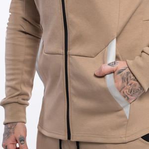 Premium élégant rayures réfléchissantes imprimé coton blanc plaine Logo en relief personnalisé hiver hommes polaire poche pull à capuche - Product Image 6