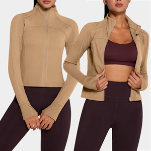 Wholesale Women's <b>Yoga</b> <b>Jacket</b> Custom Logo Color Full-Zip Breathable Lightweight Quick-Dry Fitness Top High-Collar Athletic Gym - Product Image 4