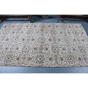 Tapis turc 4,5x7,7 pieds, tapis vintage, tapis floral marron et blanc - Product Image 2
