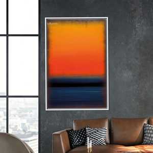 Tableau mural sur toile Sunset Horizon : impression dégradée audacieuse pour décoration côtière, encadré blanc - Product Image 1