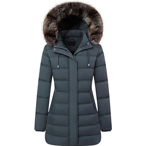 Chaqueta Acolchada Larga para Mujer, Transpirable, Elegante, Ultra Cálida, con Capucha, Relleno de Poliéster, Forro Desmontable para el Frío Invierno - Product Image 3