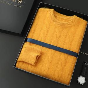 2025 nouveau hiver hommes 100% pur cachemire épais pull col rond tricot Base chemise sweat - Product Image 6