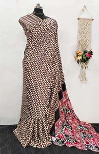 Ajrakh impreso semi gajji modal crepe venta al por mayor proveedor de Sari en Gujarat - Product Image 2