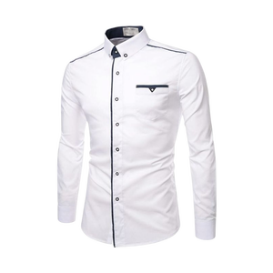 Camisa de Vestir Casual para Hombre, Manga Larga, Algodón y Poliéster, Camisa de Trabajo para Oficina, Camisetas al por Mayor - Product Image 4