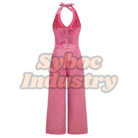 Combinaison Salopette en Jean Rose Vintage Chic pour Femme – Idéale Vacances d'Été, Délavage Acide Léger