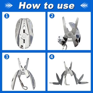 Mini porte-clés multi-outils en acier inoxydable avec lame pliable, lime, couteau, embout de tournevis pour le bricolage, l'usage industriel et le transport quotidien - Product Image 3