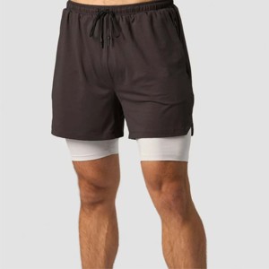 High Quality Men's Reflective <b>Shorts</b> 2 in 1 Safety Features for Night Runs with Inner <b>Compression</b> Liner - Product Image 1