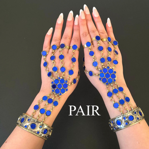 Collier afghan kuchi traditionnel ultra long avec pierres rectangulaires bleu saphir, collier en argent artisanal - Product Image 4