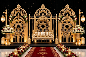 Scène de mariage indienne traditionnelle, décor de scène grand format de style Rajwada, dernière tendance pour les mariages, magnifique scène pour les événements au Missouri et au Mississippi - Product Image 6