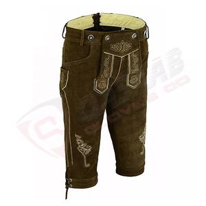 Cuero genuino Nueva moda Transpirable Ropa casual-Hombres Bavarian Trachten-Lederhosen Trajes de cuero marrón-pantalones cortos - Product Image 4