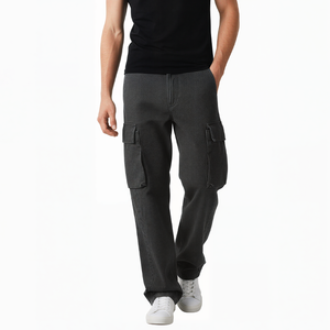 Pantalon cargo droit pour homme, surdimensionné, ample, multi-poches, lavé, anti-froissement, pantalon de survêtement décontracté, randonnée en plein air, pantalon en coton - Product Image 2