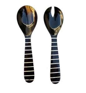 ชุดควายทำด้วยมือพร้อมด้ามเรซินช้อนสลัดชุดเซิฟเวอร์สลัด2ชิ้นออกแบบได้ตามธรรมชาติงานฝีมือ - Product Image 2