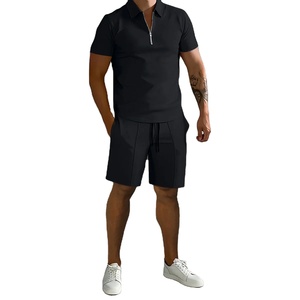 Summer New Casual Sports Suit <b>Men's</b> Lapel Zipper <b>Short</b>-sleeved Polo Shirt Loose Trend <b>Men's</b> Summer T-shirt <b>Shorts</b> Two-piece Set - Product Image 2
