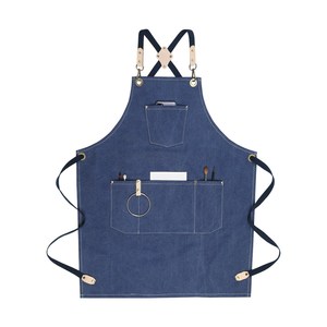 Men's Canvas Apron for Cooking and Grilling Workwear with Organic TPU Straps and <b>Synthetic</b> <b>Leather</b> Non-Waxed Pockets - Product Image 3