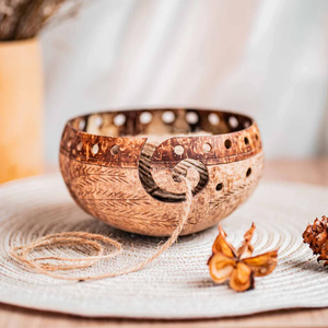 Artisan Coconut Shell Yarn Bowl - Sustainable Holder for Knitting & Crochet Projects | Handcrafted Eco Gift Vietnam <b>Supply</b> - Product Image 2