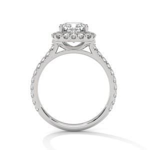 Anillo Solitario con Halo de Moissanita de Corte Cojín de 2.0ct y Banda Pavé en Plata de Ley 925 - Product Image 5