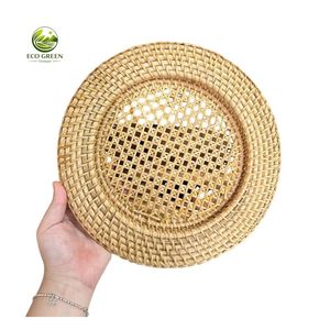 Salvamanteles Redondo de Bambú Hecho a Mano de 400 mm, Estilo Bohemio - Product Image 3