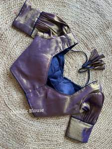 Blouses en soie South Original avec crochet au dos et col en V manches bouffantes vêtements indiens et pakistanais - Product Image 5