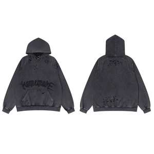 100% algodón peso pesado desgastado ácido lavado Sudadera con capucha en blanco cremallera con capucha Vintage ropa de invierno hombres sudaderas con capucha - Product Image 2