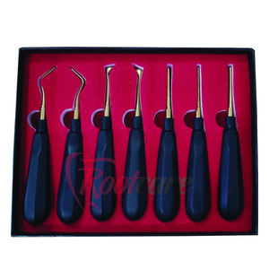 Top Trending Dental 7 Luxating <b>Lift</b> Elevators Gold Plasma Coated Root Dentist With Black Handle Dental <b>Set</b> Surgical Instruments - Product Image 4