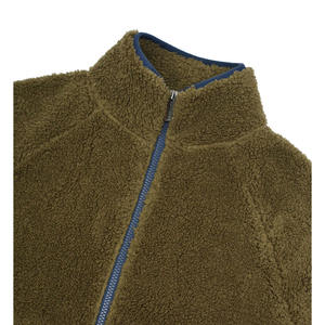 Veste d'hiver unisexe personnalisée 2026, très vendue, en polaire sherpa vert olive, avec col montant, service OEM de haute qualité, motif logo - Product Image 5